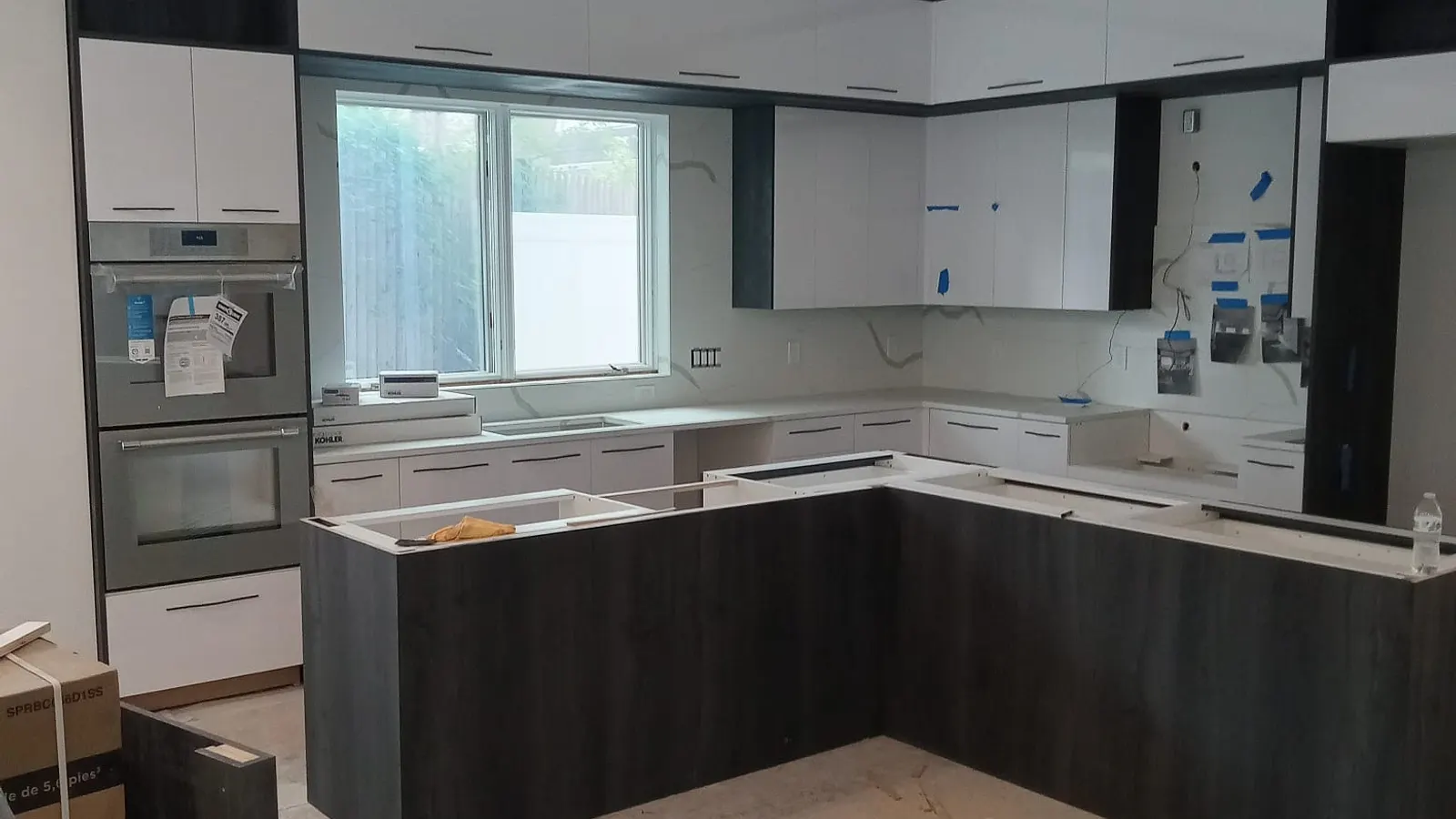 Kitchen remodeling in Lynn, MA with new cabinets and island installed